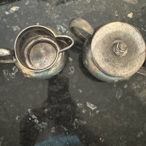 Sterling Silver plated Cream and Sugar Holders - Picture 3 of 11